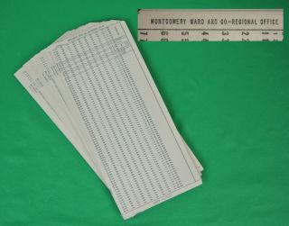 Montgomery Ward And Co.  Mainframe Punch Cards Ibm J18509 Stack Of 5