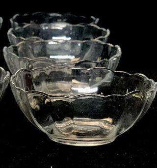 Vintage Set Of 6 Arcoroc France Glass Flower Petal Scalloped Rim Dessert Bowls