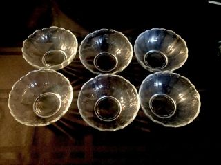 Vintage Set of 6 ARCOROC FRANCE Glass Flower Petal Scalloped Rim Dessert Bowls 5
