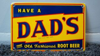 Vintage Dads Root Beer Porcelain Sign Gas Metal Station Oil Gasoline Soda Pop