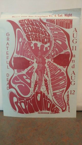 Vintage Grateful Dead Grande Ballroom Detroit 1967 Handbill