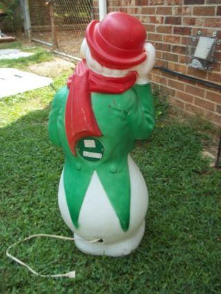 Vintage Christmas SNOWMAN TIPPING HAT BLOW MOLDED Outdoor Decor LIGHTED 2