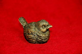 Vintage Brass Bronze Sparrow Figure Handmade Metal Bird Figurine Statue Sculptur