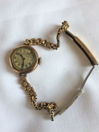 Vintage Fine Jewellery Ladies Wrist Watch,  Art Deco ?,  Hallmarked 375 9ct Gold