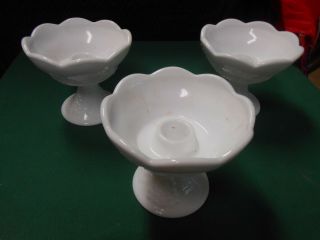 Vintage Indiana Glass.  Set Of 3 Milk Glass Candle Holders.  Postage Usa