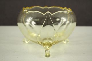 Vintage Le Smith Yellow Topaz Three Footed Open Nut Candy Bowl Depression Glass