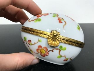 Vtg Limoges France Hinged Egg Porcelain Trinket Pill Box