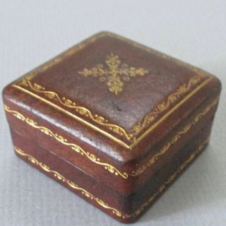 Vintage Small Gilt Embossed Leather Box Trinket Ring Jewelry Italy Hutchinson 