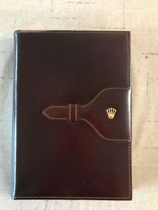 Rolex Vintage Leather Notepad.  Dark Brown.