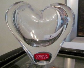 Vintage Svend Jensen Crystal Art Glass Clear Heart Paperweight/mini Vase - Euc