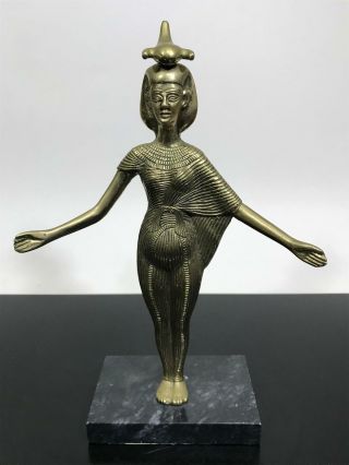 Vtg Brass Egyptian Pharaoh Lady Figural Art Statue Sculpture