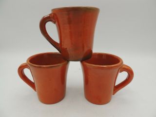 3 Catalina Pottery Toyon Red Demitasse Mugs Vintage 30 