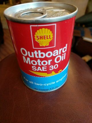 Vintage Nos Shell Outboard Motor Oil Sae 30 8oz Empty Great Graphics