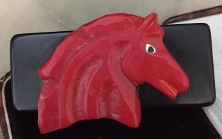 Vintage Art Deco Jewellery Fabulous Large Celluloid Relief Horse Brooch