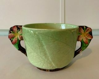 Carlton Ware England Vintage Green Apple Blossom Open Sugar Bowl Art Deco