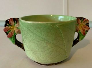 CARLTON WARE England Vintage Green Apple Blossom open Sugar Bowl Art Deco 3