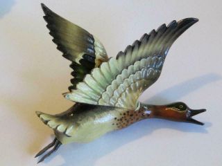 Vintage Takahashi Style Carved Wood Green Winged Teal Duck Bird Pin / Brooch Ucb