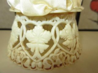 Vtg 50s BRIDE GROOM WEDDING CAKE TOPPER Sweetheart Dress Pillbox Hat Flower Arch 3