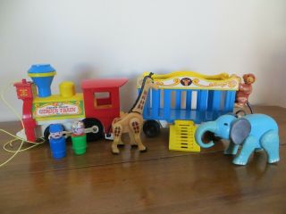 Vintage Fisher - Price Circus Train Little People Animals