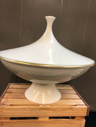 Lenox Large Vintage Ivory Gold Trimmed Candy Dish With Lid