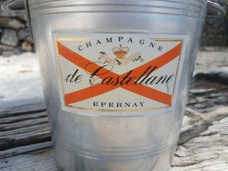 Vintage French Champagne Wine Ice Bucket Aluminium Reims Cooler De Castellane