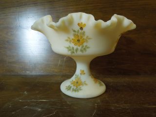 Vintage Fenton Porcelain Lace Cream Color Dish With Hand Painted Flowers