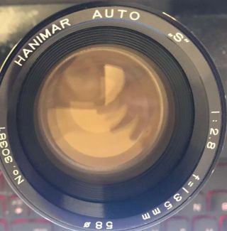 Hanimar Auto " S " 135mm F2.  8 Telephoto Camera Lens M42 Mount