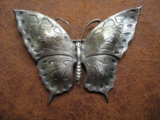 Vintage Sterling Silver Butterfly Pin Brooch Signed Ami
