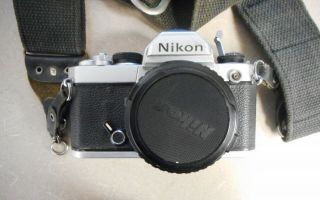 Vintage Nikon FM SLR Camera with Strap Lens Series E 50mm 1:1.  8 2