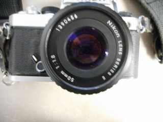 Vintage Nikon FM SLR Camera with Strap Lens Series E 50mm 1:1.  8 3