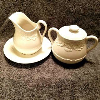 Wedgwood Ralph Lauren Claire 4pc Creamer And Sugar Set Made In England Vintage