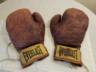 Vintage Everlast Leather Gloves And Sparring Helmet