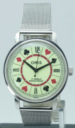Vintage Fhf " St - 96 " 17 Jewels Luminous Poker Dial " Hand Winding " Luxury Watch