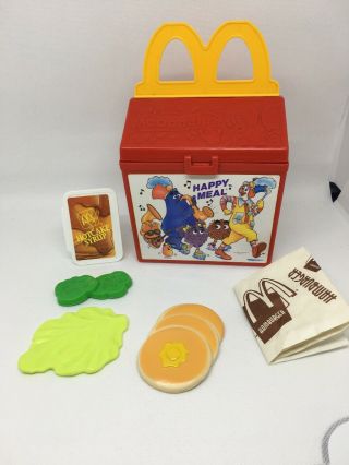 Vintage Mcdonalds Happy Meal Plastic Box 1988 Fisher Price & Some Accessories