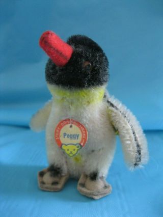 Vintage Steiff Peggy The Penguin 3” Inch Mohair Animal W/tag And Button