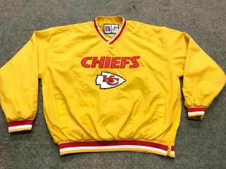 Large Vtg 90s Kansas City Chiefs Logo Athletic Lined Windbreaker Pullover Jacket