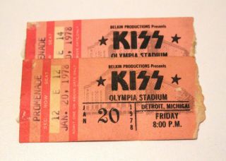 Vintage 1978 Kiss Love Gun Tour Detroit Concert Ticket Stubs Olympia Stadium