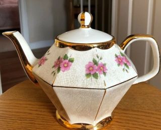 Gibsons Staffordshire England Vintage China Tea Pot,  Vv109,  Pretty Pink Flowers