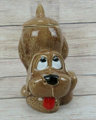 Vintage Brown Hound Dog Ceramic Cookie Jar 0272 Usa
