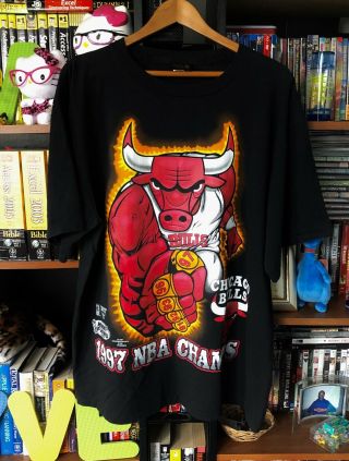 Vintage Bulls T Shirt 1997 Championship,  Size Xl,  Black T Shirt