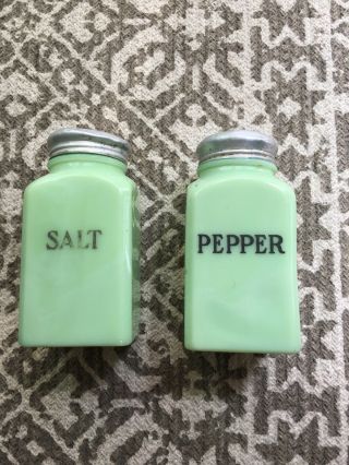 Vintage Jadeite Fire King Salt Pepper Shakers