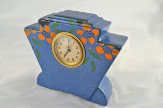 Brentleigh Ware English Vintage Hand - Painted 1930s Art Deco Pottery Clock