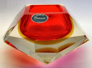 A Vintage Murano Sommerso Mandruzzato Faceted Glass Bowl - With Sticker