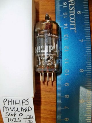 Strong Philips By Mullard Short Gray Plate O Getter 7025 / 12ax7a Tube