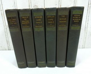 1924 Theodore Roosevelt Scribners 6 vol set African Game Trails Rough Riders etc 2