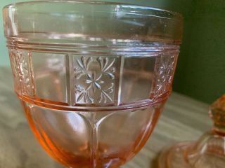 Jeannette Glass Vintage Pink Depression Covered Candy Dish Doric Pattern 4