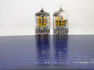 2 - Western Electric 396a (2c51) Tubes Black Plate D - Getter Strong Pair 1960 