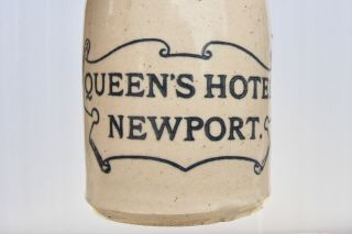 Vintage C1900s Queens Hotel Newport Wales Porter Shape Ginger Beer Bottle