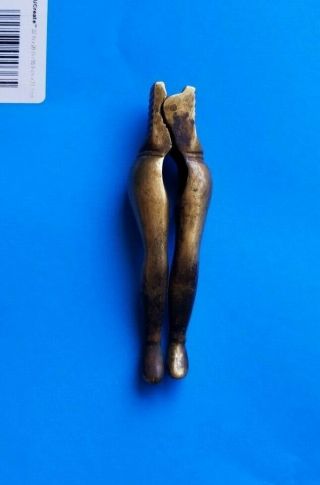 Risque Erotica Vintage Solid Brass Shape Woman Lady Legs Nutcracker Nude 4.  5 "