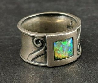 Vintage Navajo Fred Thompson? Sterling Silver Opal Ring Size 6 1/2